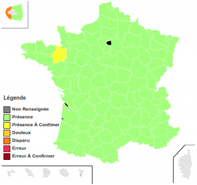 Carte de répartition en France métro.