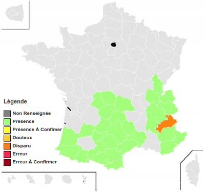 Carte de répartition en France métro.