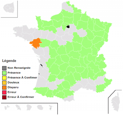 Carte de répartition en France métro.
