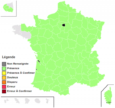 Carte de répartition en France métro.