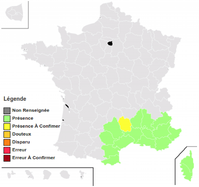 Carte de répartition en France métro.