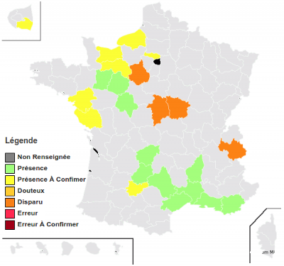 Carte de répartition en France métro.