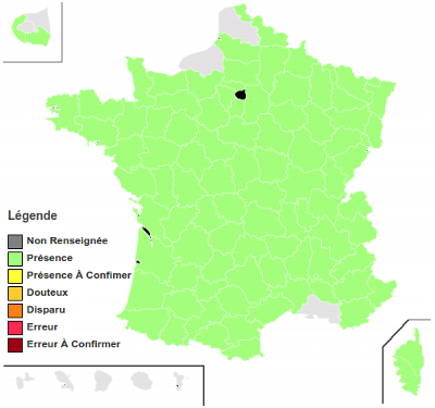 Carte de répartition en France métro.