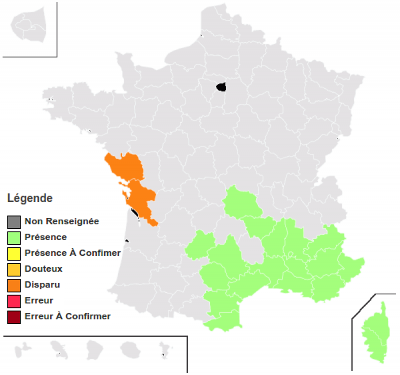 Carte de répartition en France métro.