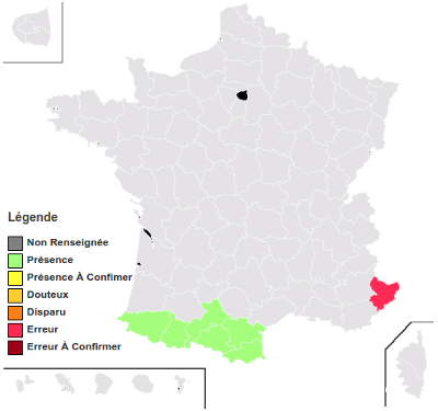 Carte de répartition en France métro.