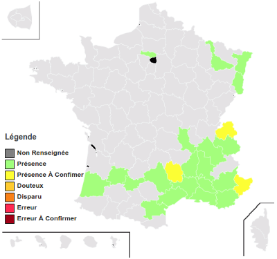 Carte de répartition en France métro.